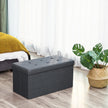 Ottoman – Linen Fabric – Dark Blue – Foldable Storage Bench with 80L Capacity
