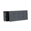 Ottoman – Linen Fabric – Dark Blue – Foldable Storage Bench with 80L Capacity