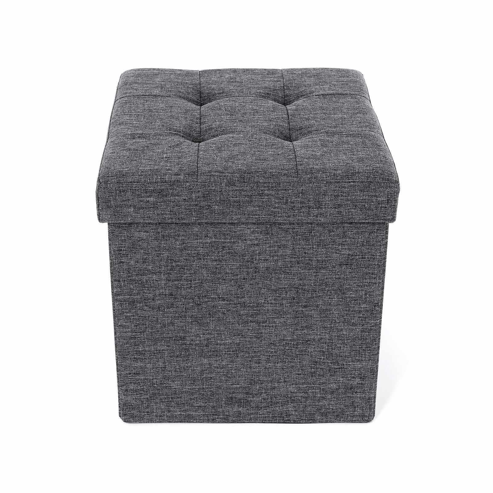 Storage Ottoman – Linenette – Dark Grey – Folding and Versatile Design