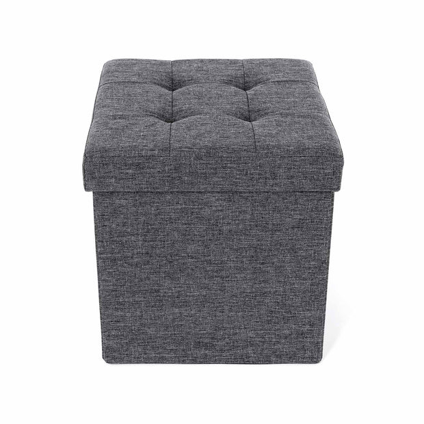 Storage Ottoman – Linenette – Dark Grey – Folding and Versatile Design