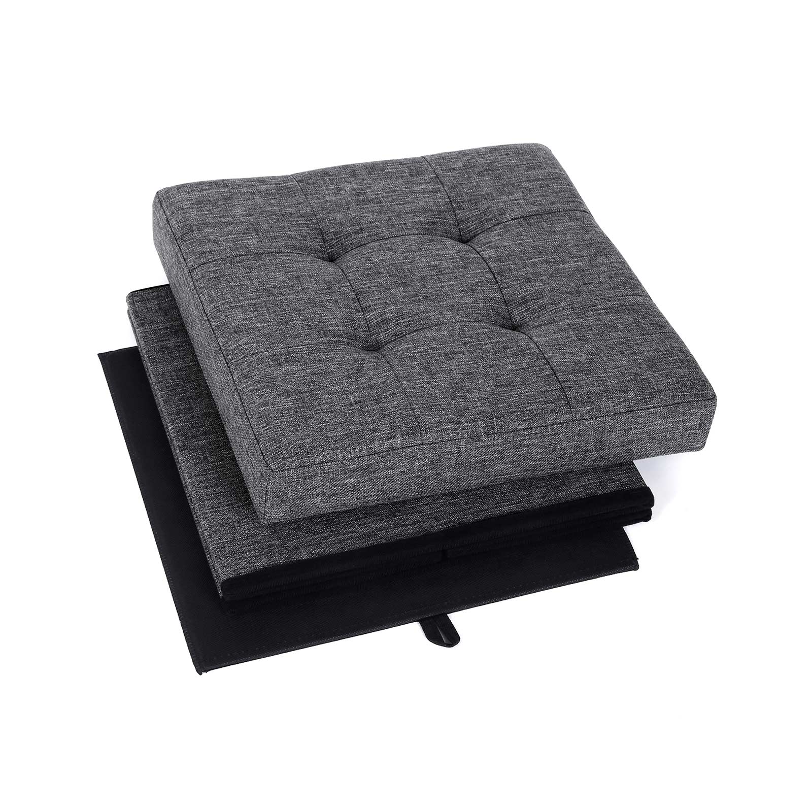 Storage Ottoman – Linenette – Dark Grey – Folding and Versatile Design