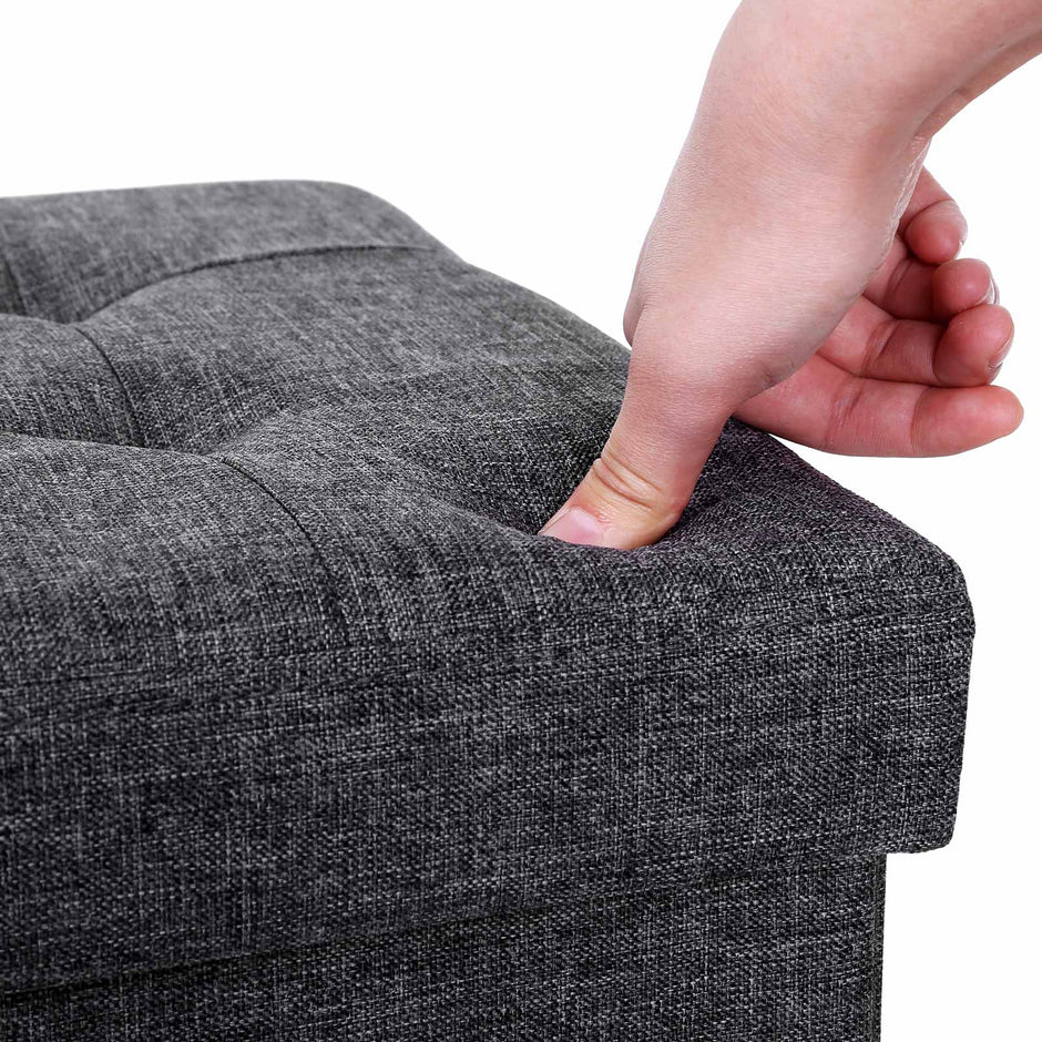 Storage Ottoman – Linenette – Dark Grey – Folding and Versatile Design