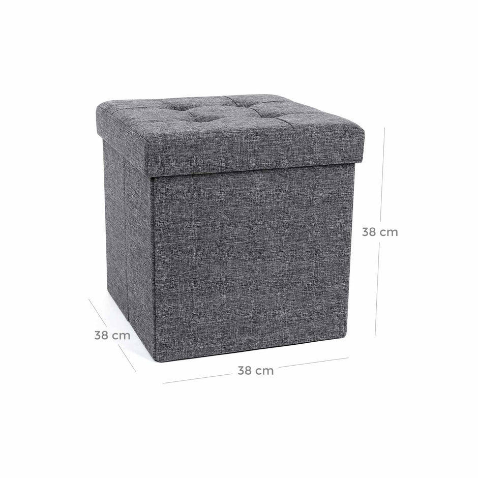 Storage Ottoman – Linenette – Dark Grey – Folding and Versatile Design