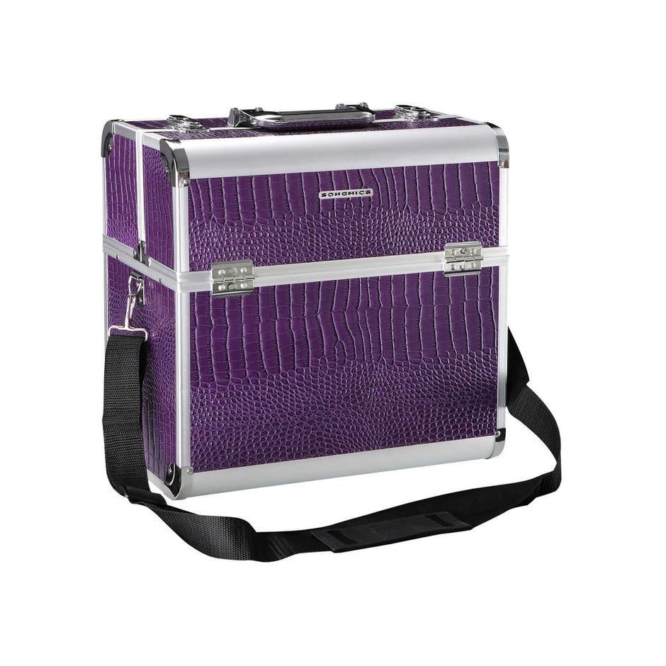 Cosmetic Case – Faux Leather – Croco Pattern – Lockable Makeup Storage