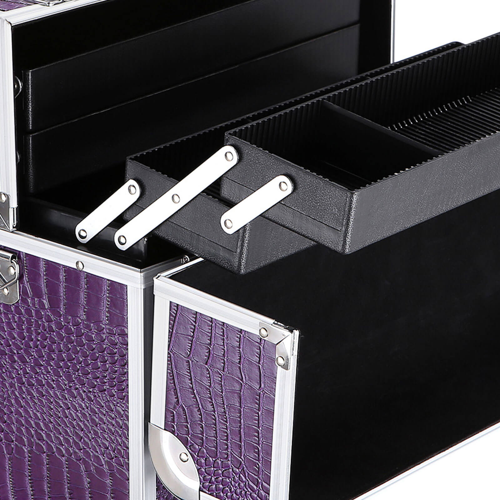 Cosmetic Case – Faux Leather – Croco Pattern – Lockable Makeup Storage