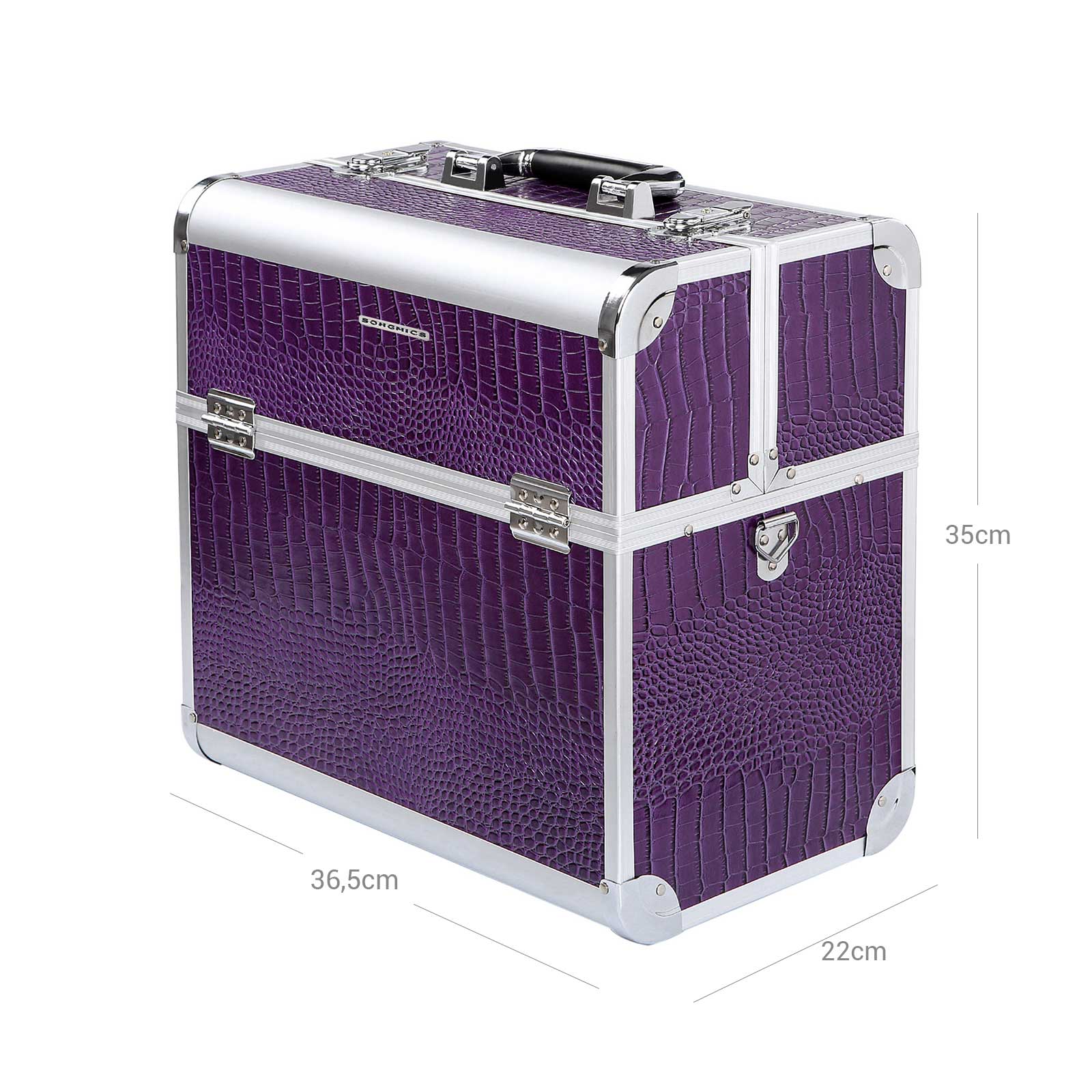 Cosmetic Case – Faux Leather – Croco Pattern – Lockable Makeup Storage