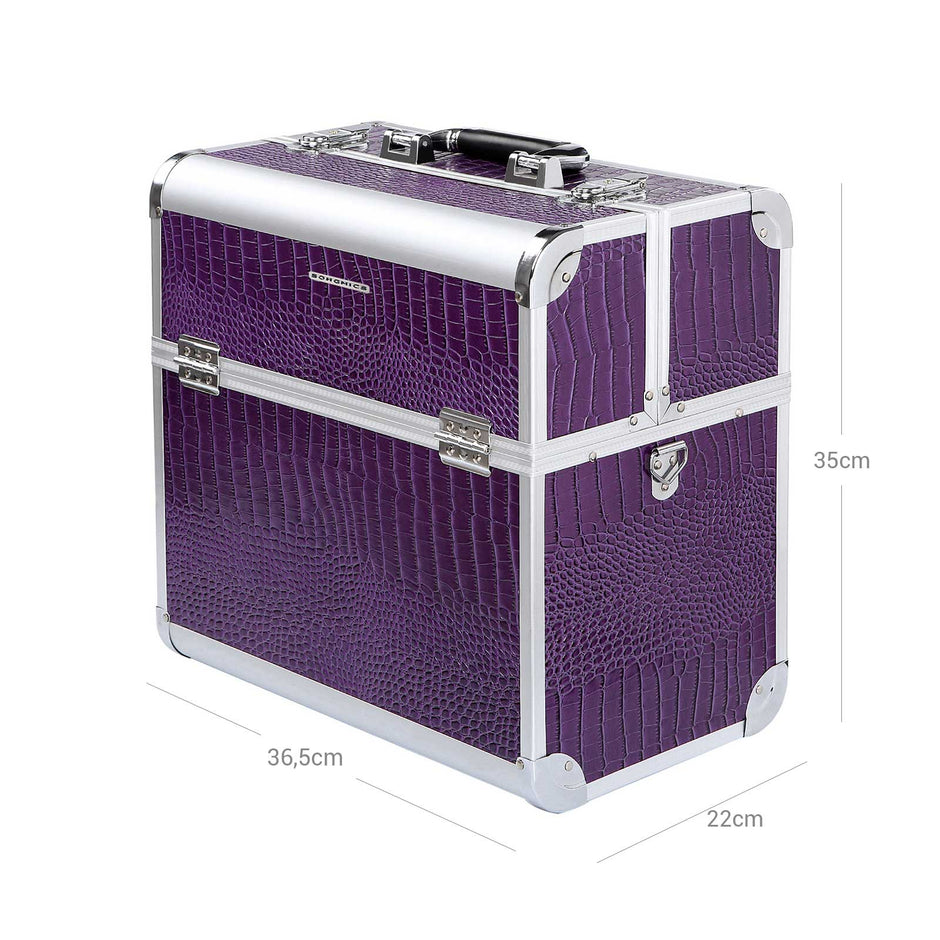 Cosmetic Case – Faux Leather – Croco Pattern – Lockable Makeup Storage