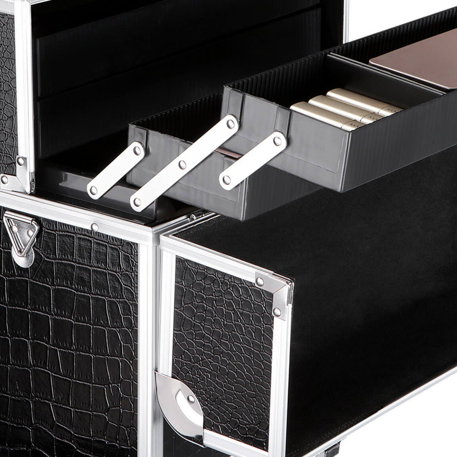 Lockable Vanity Case – Plastic – Black – Professional Makeup Storage
