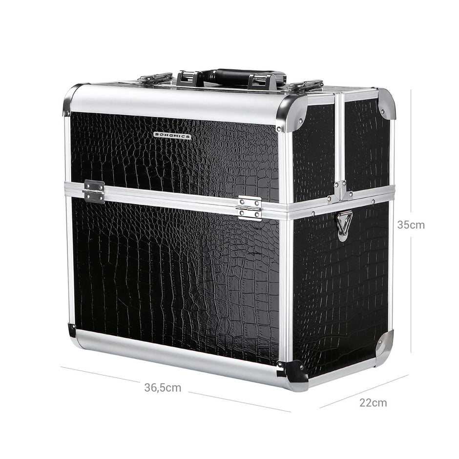 Lockable Vanity Case – Plastic – Black – Professional Makeup Storage