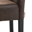 Low Back Bar Stool – PU – Brown and Black – Padded Seat with Solid Wood Legs and Footrest, Set of 2