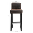 Low Back Bar Stool – PU – Brown and Black – Padded Seat with Solid Wood Legs and Footrest, Set of 2