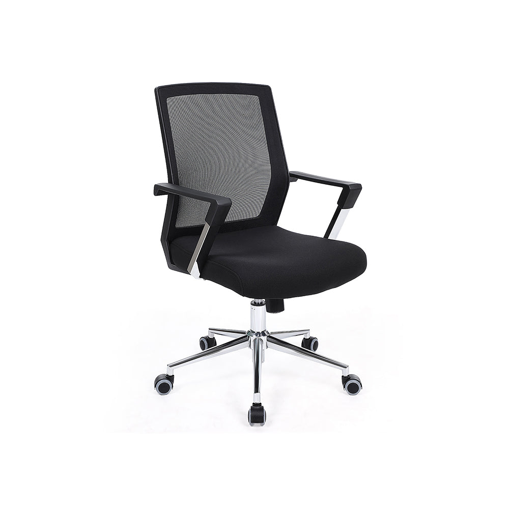 Mesh Office Chair – Fabric – Black – Adjustable Height with Lumbar Support and Tilt Mechanism