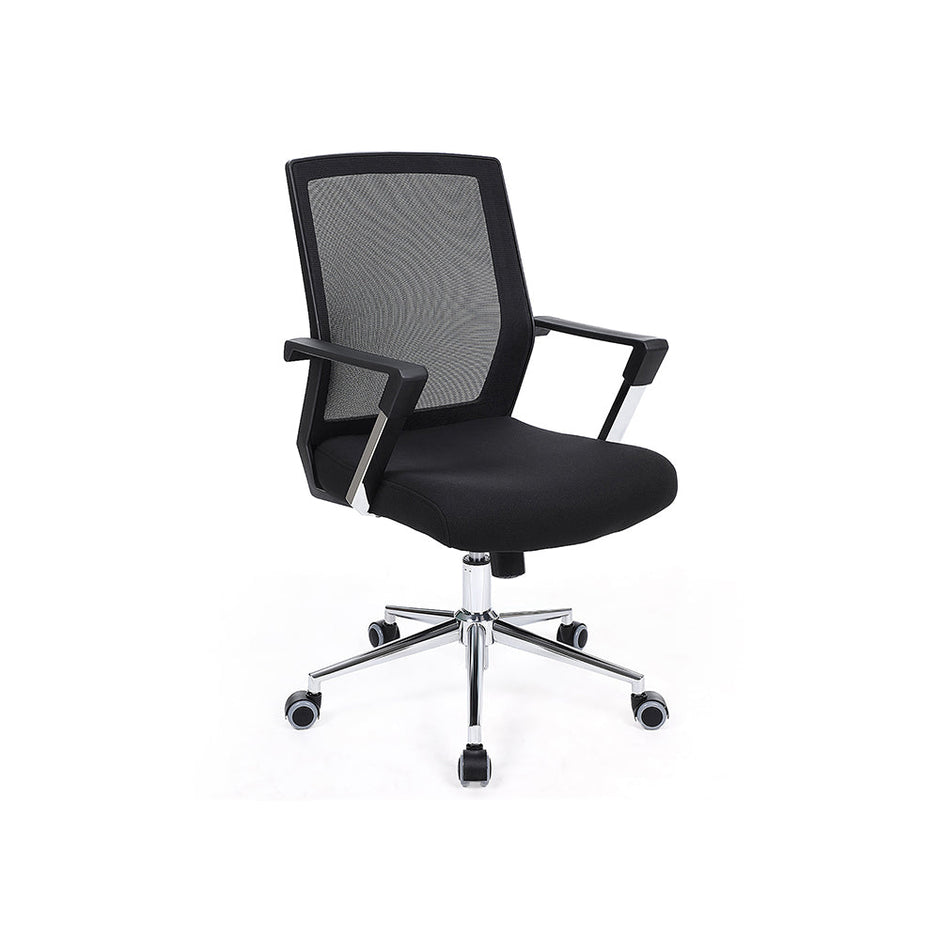 Mesh Office Chair – Fabric – Black – Adjustable Height with Lumbar Support and Tilt Mechanism