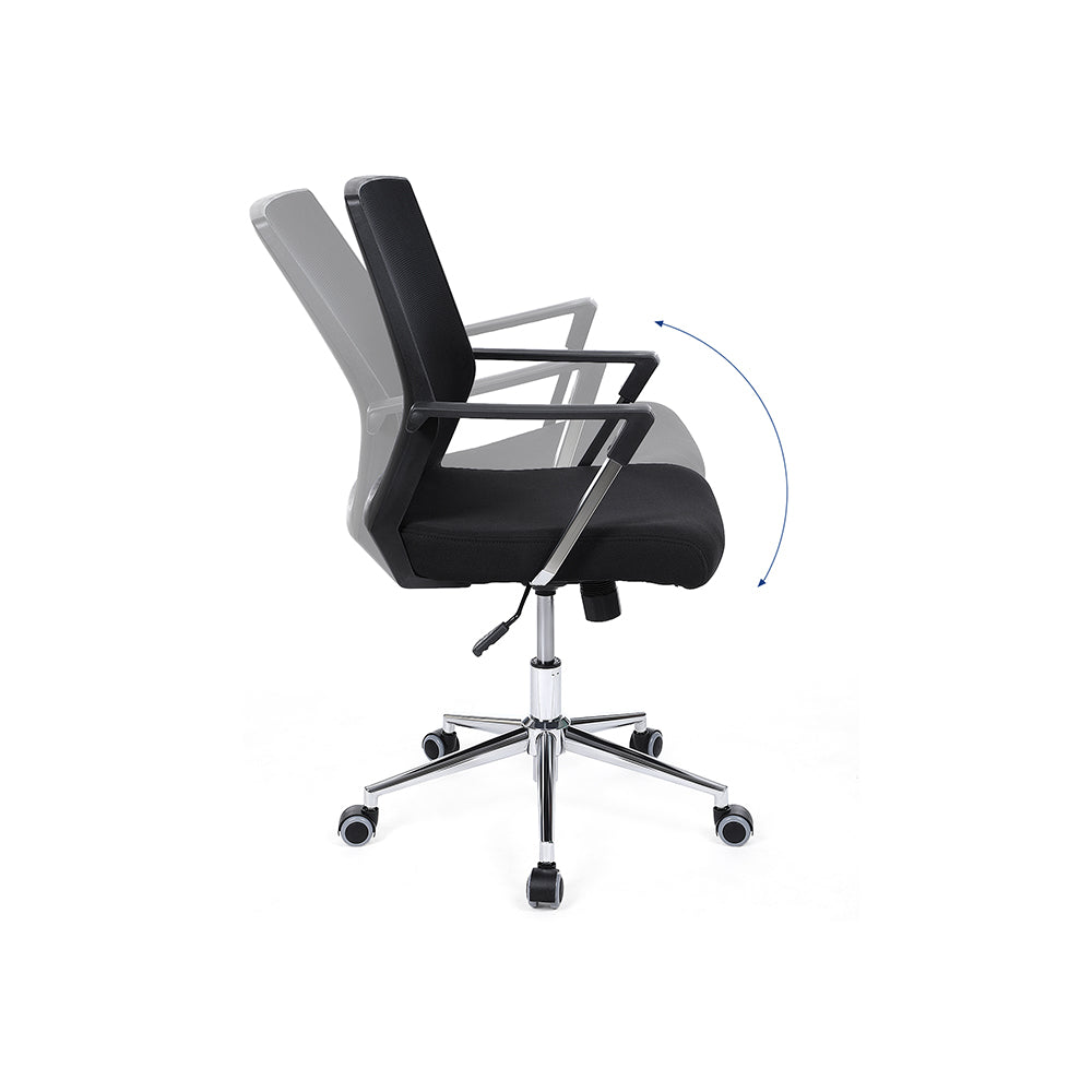 Mesh Office Chair – Fabric – Black – Adjustable Height with Lumbar Support and Tilt Mechanism