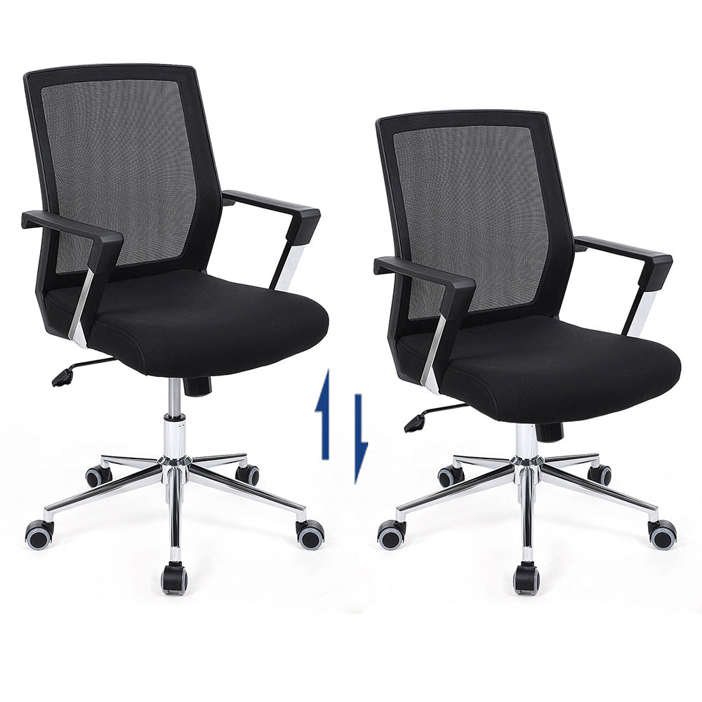 Mesh Office Chair – Fabric – Black – Adjustable Height with Lumbar Support and Tilt Mechanism