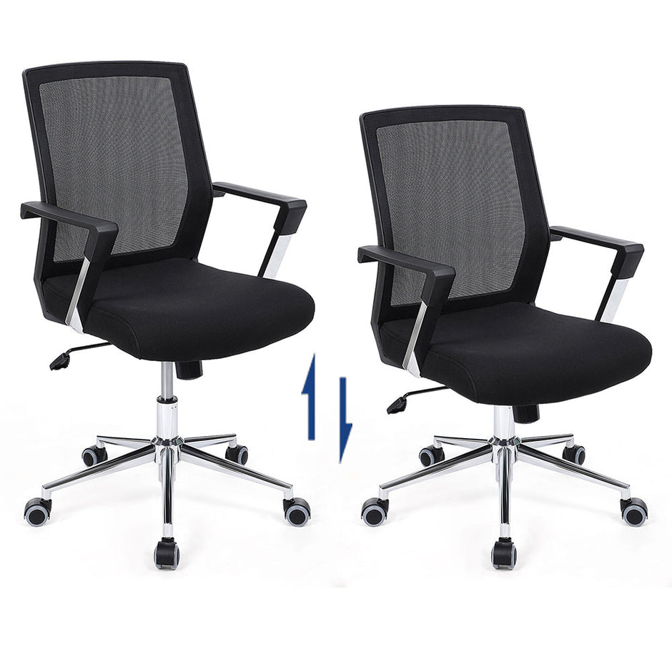 Mesh Office Chair – Fabric – Black – Adjustable Height with Lumbar Support and Tilt Mechanism