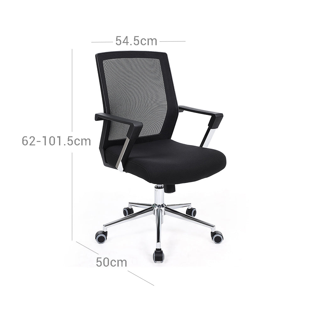 Mesh Office Chair – Fabric – Black – Adjustable Height with Lumbar Support and Tilt Mechanism