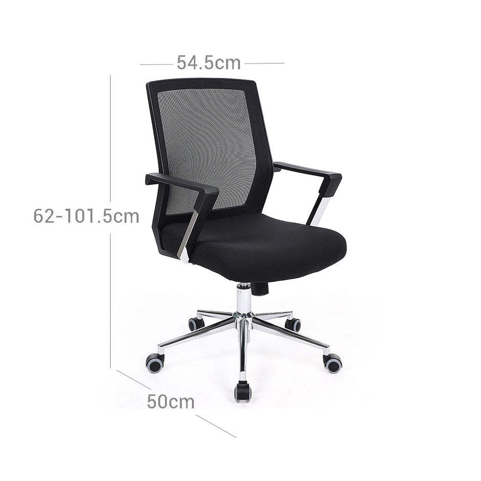 Mesh Office Chair – Fabric – Black – Adjustable Height with Lumbar Support and Tilt Mechanism