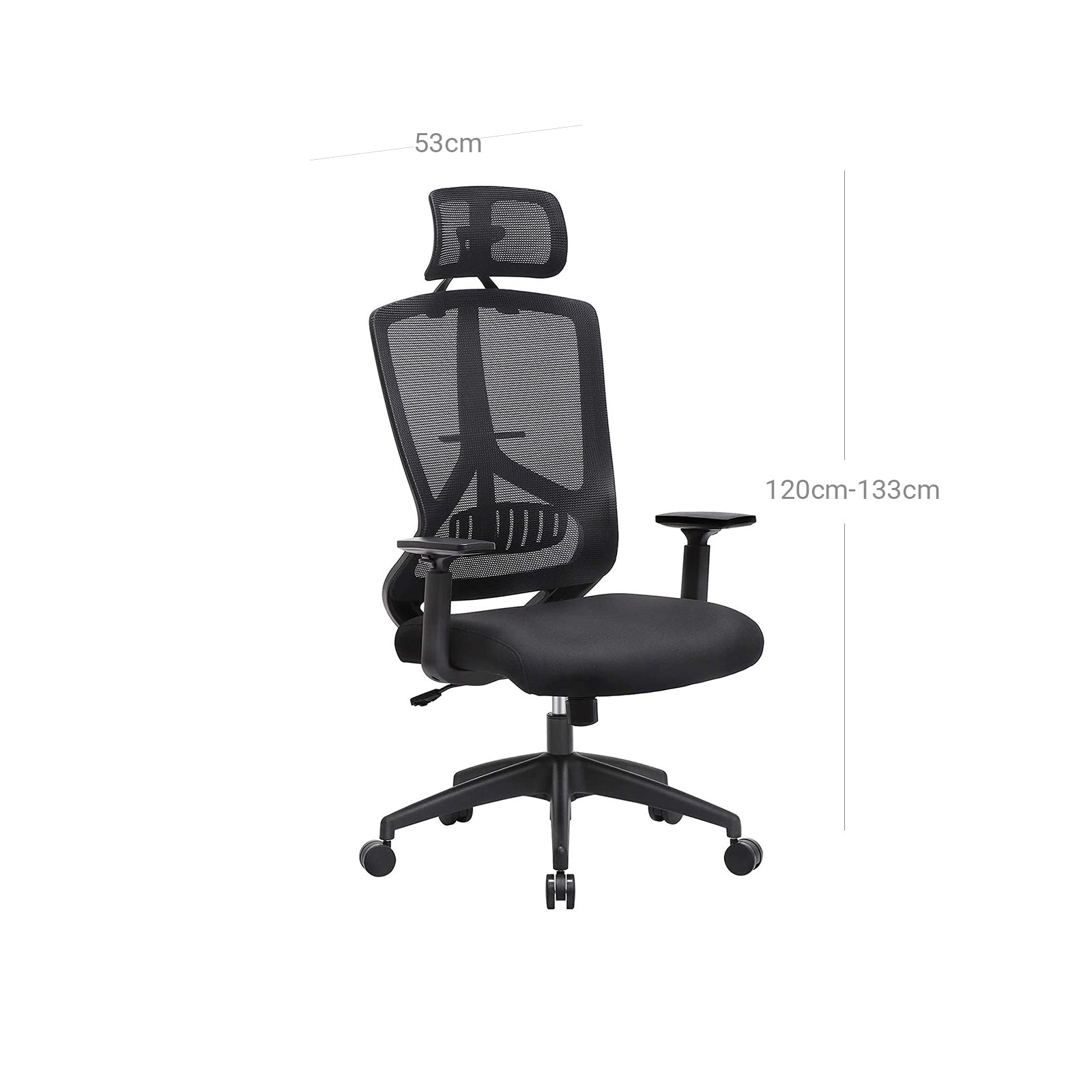 Ergonomic Office Chair – Mesh – Black – Adjustable Headrest, Armrest, and Lumbar Support