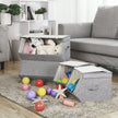 Stackable Storage Bins – Metal Frame – Grey – Magnetic Closure, Set of 4