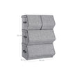 Stackable Storage Bins – Metal Frame – Grey – Magnetic Closure, Set of 4