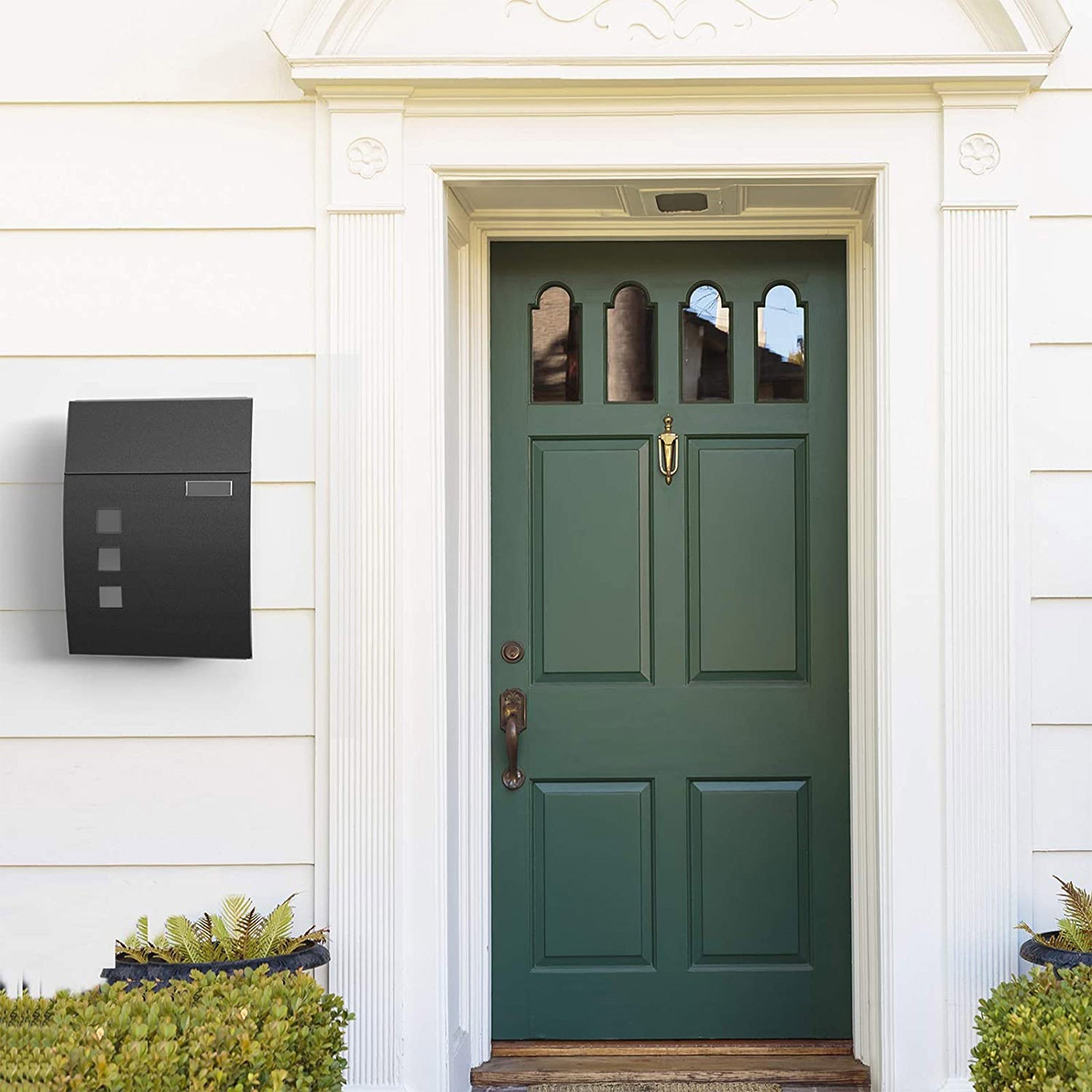 Wall-Mounted Lockable Mailbox – Steel – Black – With Viewing Windows and Nameplate
