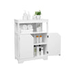 Bathroom Storage Cabinet – MDF – White – Marble-Like Pattern, Open and Adjustable Closed Shelf