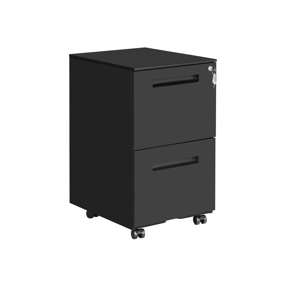 Filing Cart – Metal – White – Mobile with 2 Drawers and Lock