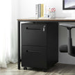 Mobile File Cabinet – Metal – Matte Black – 2 Drawers with Lock
