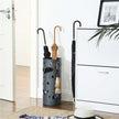 Umbrella Stand – Metal – Matte Anthracite Grey – Round with Water Tray and Hooks