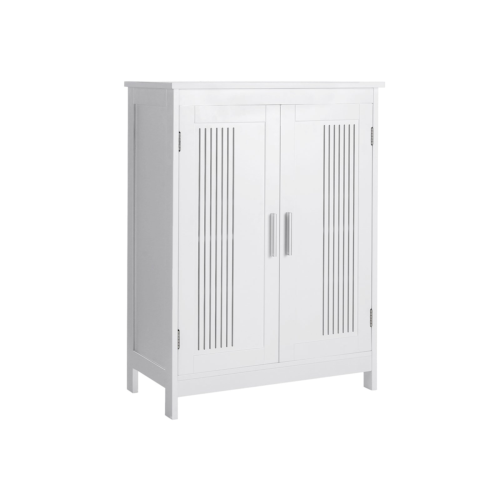 Bathroom Floor Cabinet – Wood – Matte White – 2-Door with Adjustable Shelves