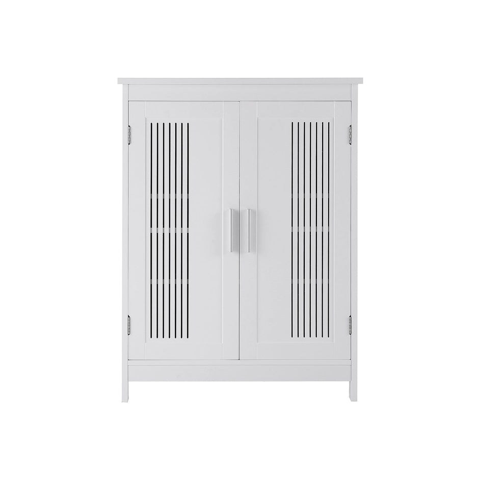 Bathroom Floor Cabinet – Wood – Matte White – 2-Door with Adjustable Shelves