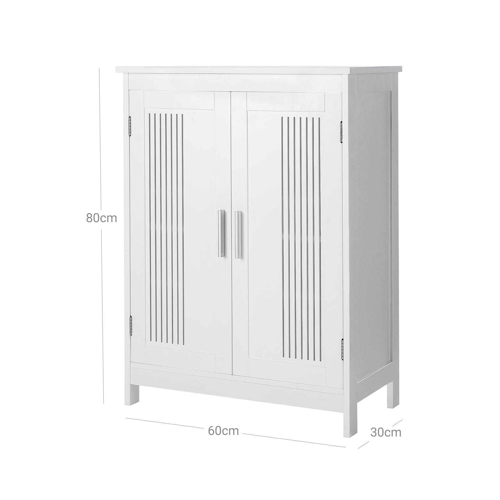 Bathroom Floor Cabinet – Wood – Matte White – 2-Door with Adjustable Shelves