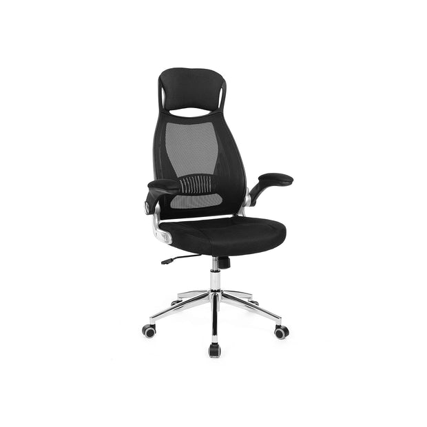 High Back Office Chair – Mesh – Black – Swivel Design with Flip-Up Armrests