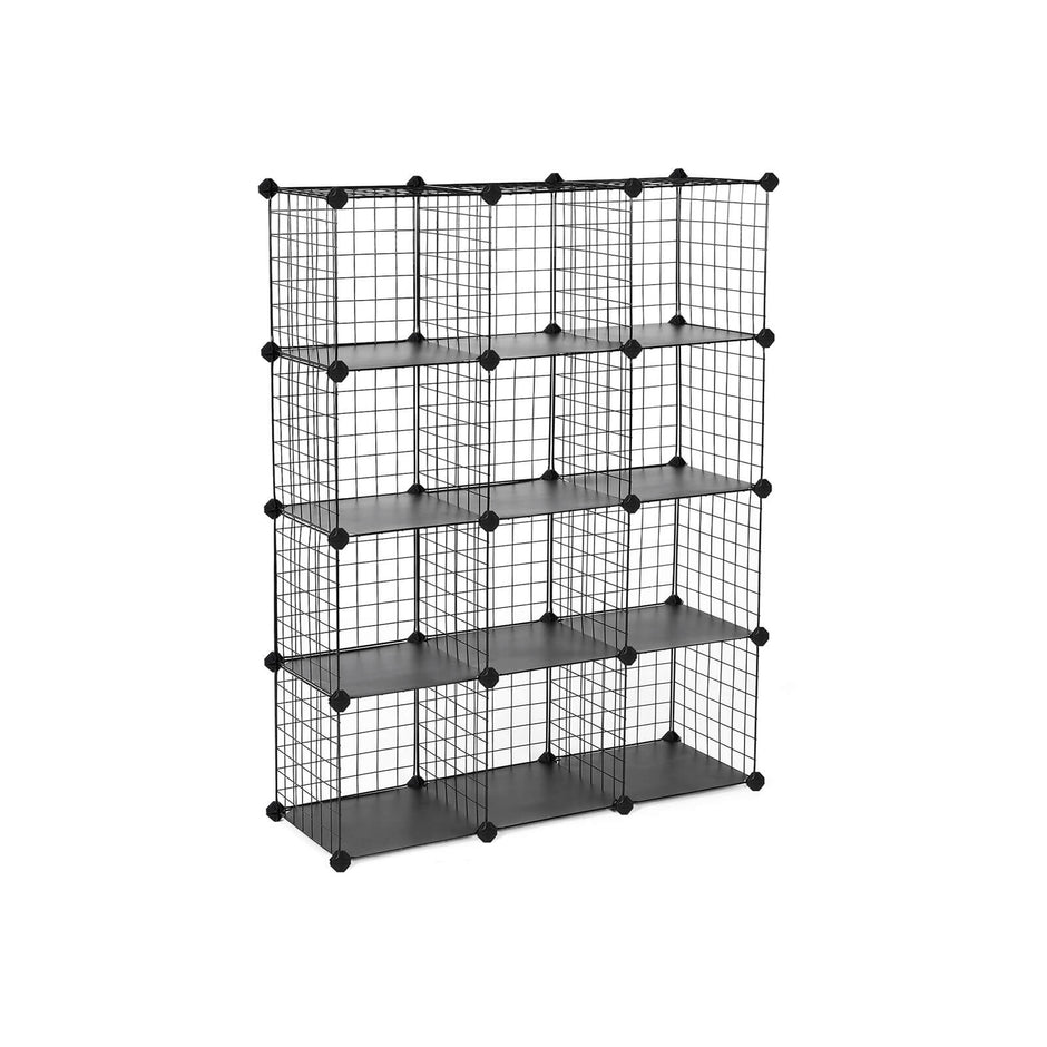 Cubes Storage Organiser – Metal Wire Mesh – Black – Interlocking Design with Large Capacity