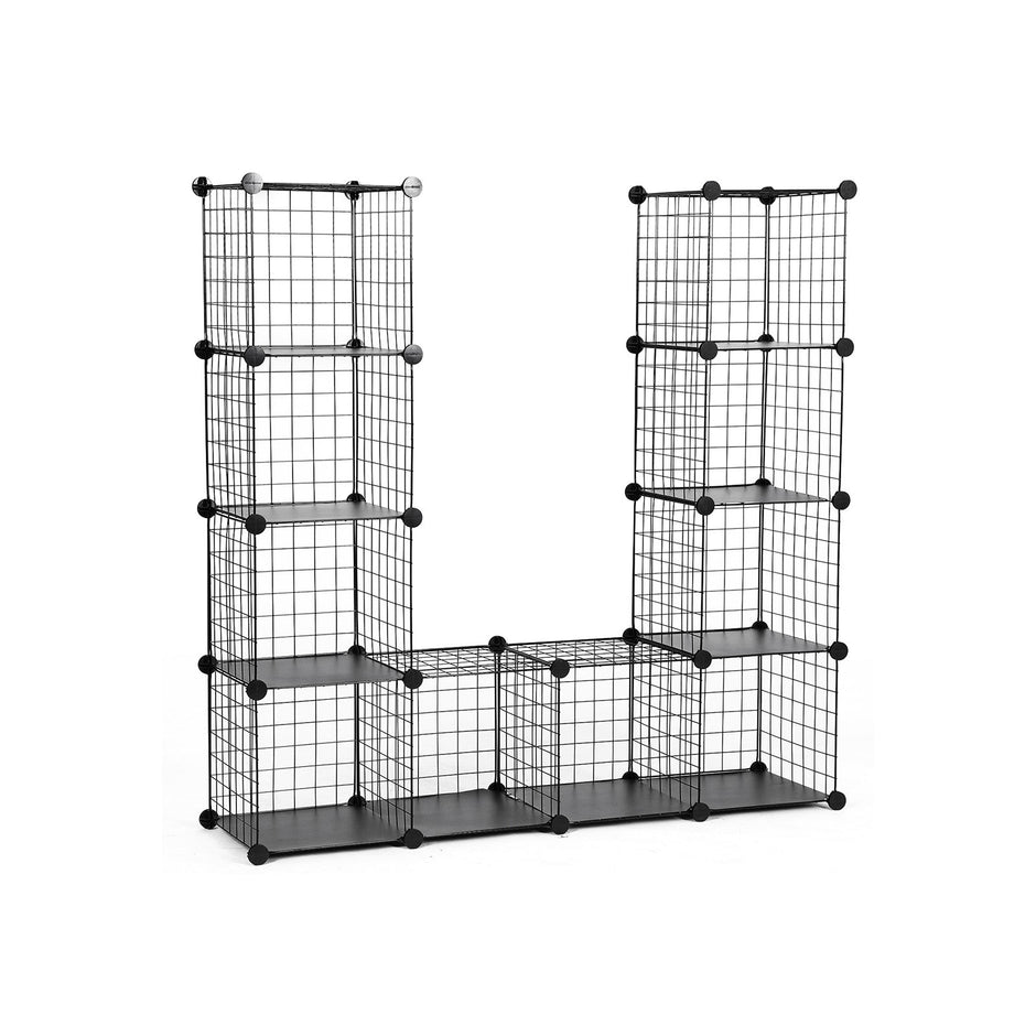 Cubes Storage Organiser – Metal Wire Mesh – Black – Interlocking Design with Large Capacity