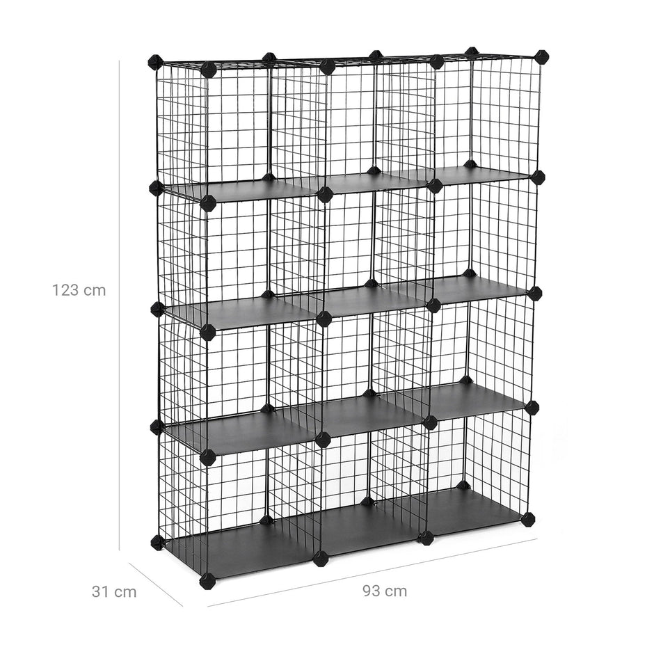 Cubes Storage Organiser – Metal Wire Mesh – Black – Interlocking Design with Large Capacity