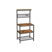 Kitchen Baker's Rack – Metal and Wood – Rustic Brown – Multi-Functional with Storage Shelves and Hooks