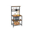 Kitchen Baker's Rack – Metal and Wood – Rustic Brown – Multi-Functional with Storage Shelves and Hooks