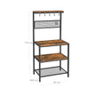 Kitchen Baker's Rack – Metal and Wood – Rustic Brown – Multi-Functional with Storage Shelves and Hooks