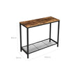 Console Table – Metal and Wood – Rustic Brown and Black – Mesh Shelf