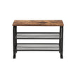 Shoe Bench – Metal and Mesh – Rustic Brown – Space-Saving Design with 2 Shelves