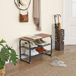 Shoe Bench – Metal and Mesh – Rustic Brown – Space-Saving Design with 2 Shelves