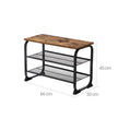 Shoe Bench – Metal and Mesh – Rustic Brown – Space-Saving Design with 2 Shelves