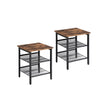 Side Table Set – Metal – Industrial Style – Adjustable Mesh Shelves