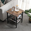 Side Table Set – Metal – Industrial Style – Adjustable Mesh Shelves