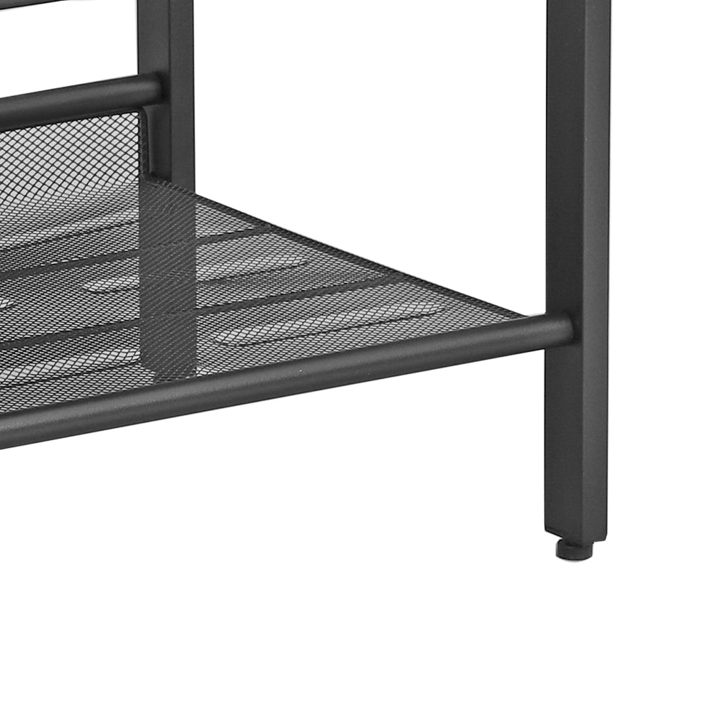 Side Table Set – Metal – Industrial Style – Adjustable Mesh Shelves