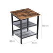 Side Table Set – Metal – Industrial Style – Adjustable Mesh Shelves