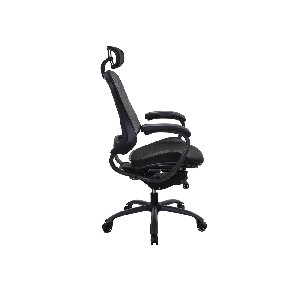 Ergonomic Office Chair – Mesh – Black – Adjustable Seat and Backrest with Headrest and Lumbar Support