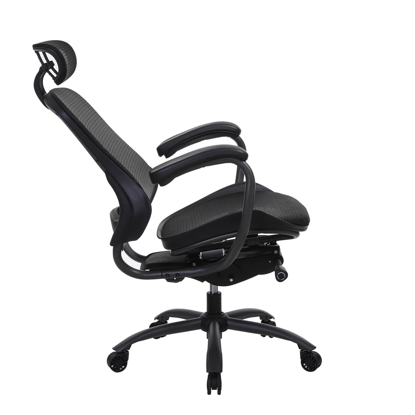 Ergonomic Office Chair – Mesh – Black – Adjustable Seat and Backrest with Headrest and Lumbar Support